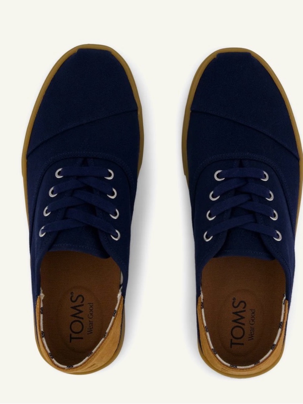 Toms Men's Navy Canvas Sneakers with Tan Trim